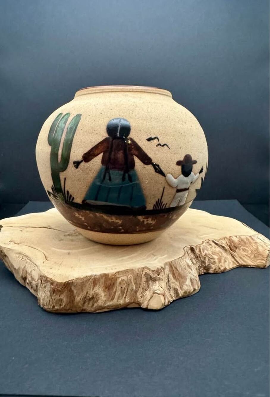 Vintage Tonala Pottery Vase: Hand-Painted Mexican Folk Art